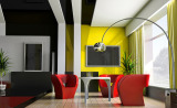 Дизайн-проект интерьера с желтой стеной